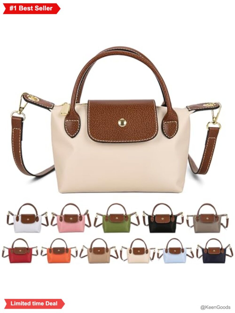 Mini Crossbody Bag Dual Handle Adjustable Strap PU Leather Nylon Small Purse
